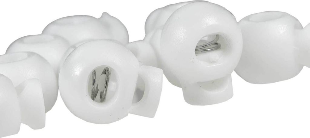 10 Kordelstopper rund 15x19mm, Durchzug 4x5,5mm, weiß