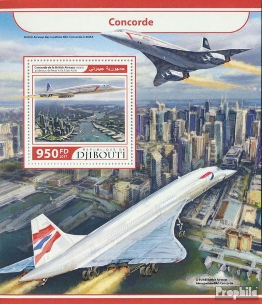 Briefmarken Dschibuti 2017 Mi Block 708 (kompl. Ausg.) postfrisch Concorde