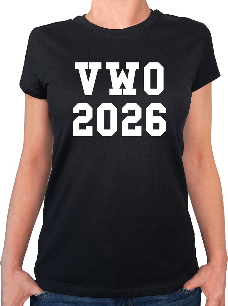 Huuraa Damen T-Shirt VWO 2026 Abschluss Niederlande XXL Black Bio Baumwolle Fairtrade Damenshirt Geschenkidee