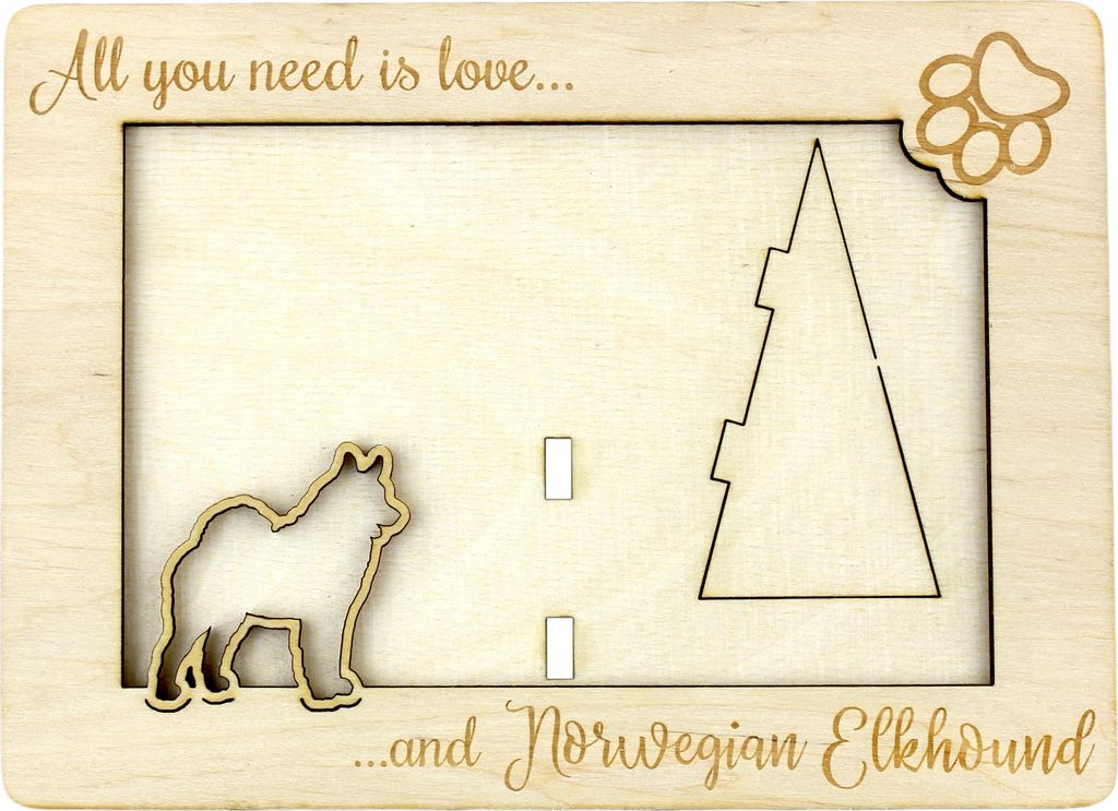 Norwegischer Elchhund, Grahund, Norwegian Elkhound - Fotorahmen, gravierter Holzrahmen, ein schönes Gadget für den Hundeliebhaber von Art-Dog