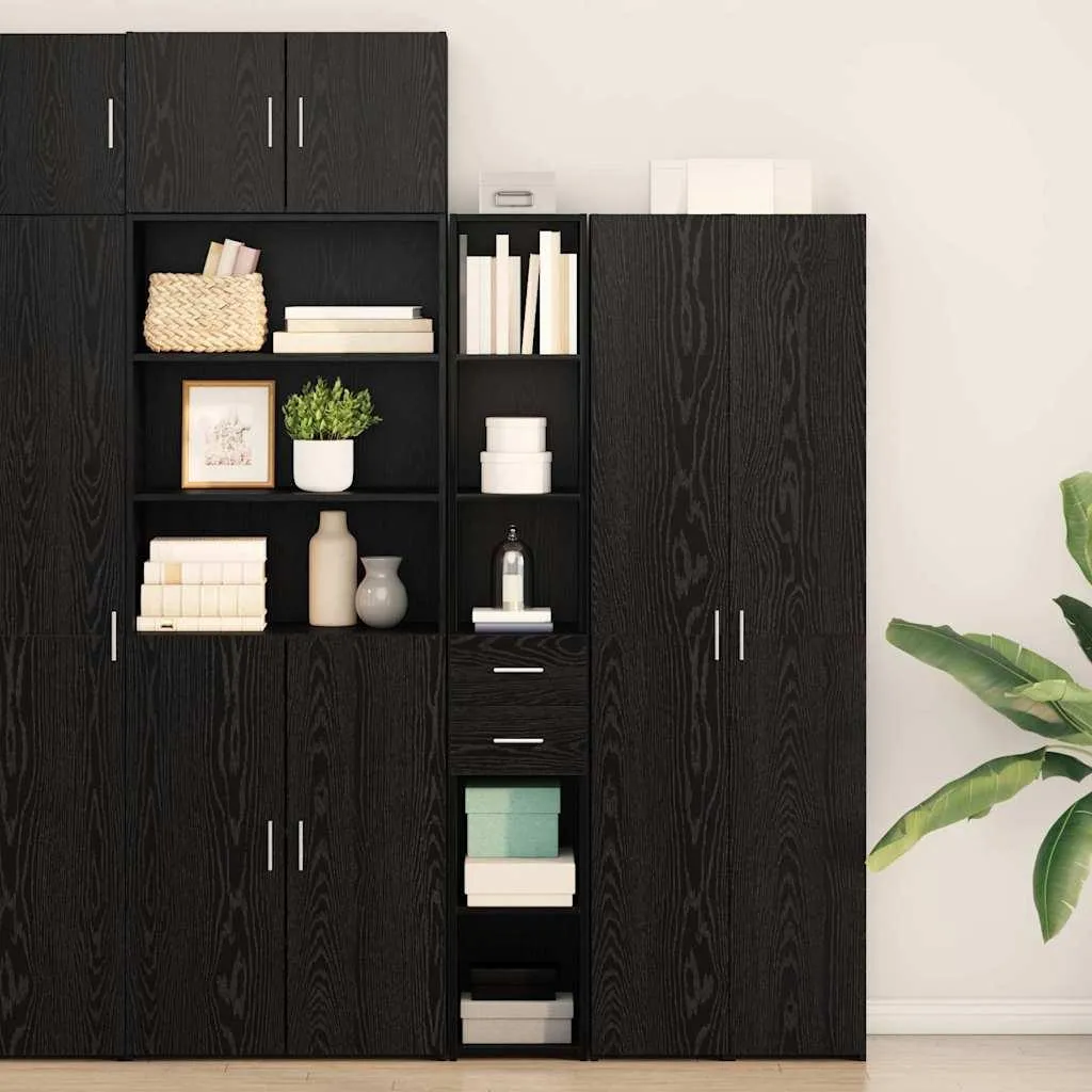 Bibliothèque colonne étroite Chêne noir 185 cm pour petit appartement