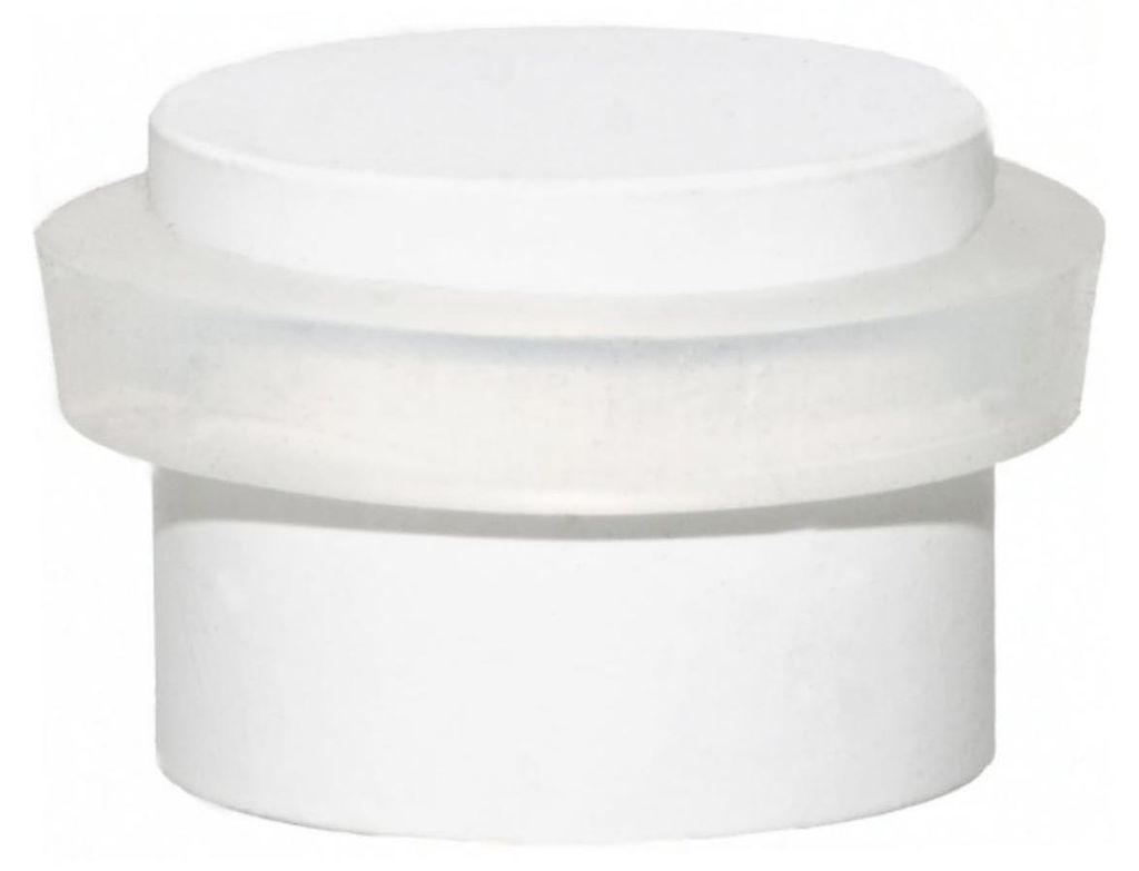 Selbstklebender Türstopper | Ø 24 x 20 mm | Weißes Natursilikon | Edelstahl AISI 304, weiß lackiert | Sehr gute Haftung | 100 % funktionsfähig...