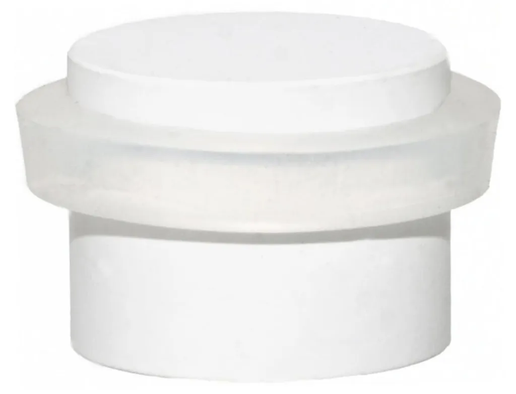Butoir de porte blanc en acier inox AISI 304 et silicone naturel adhésif