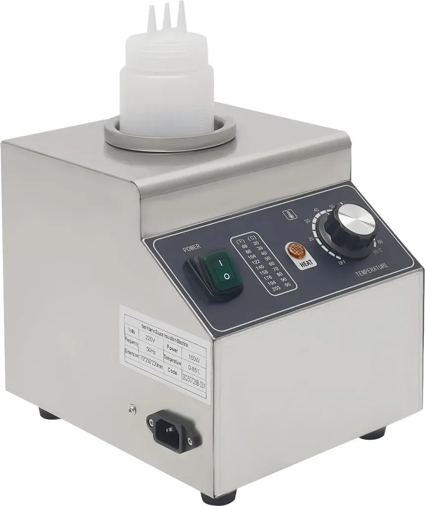 Chauffe-sauce inox avec thermostat réglable 30-85°C bouteille de 680ml