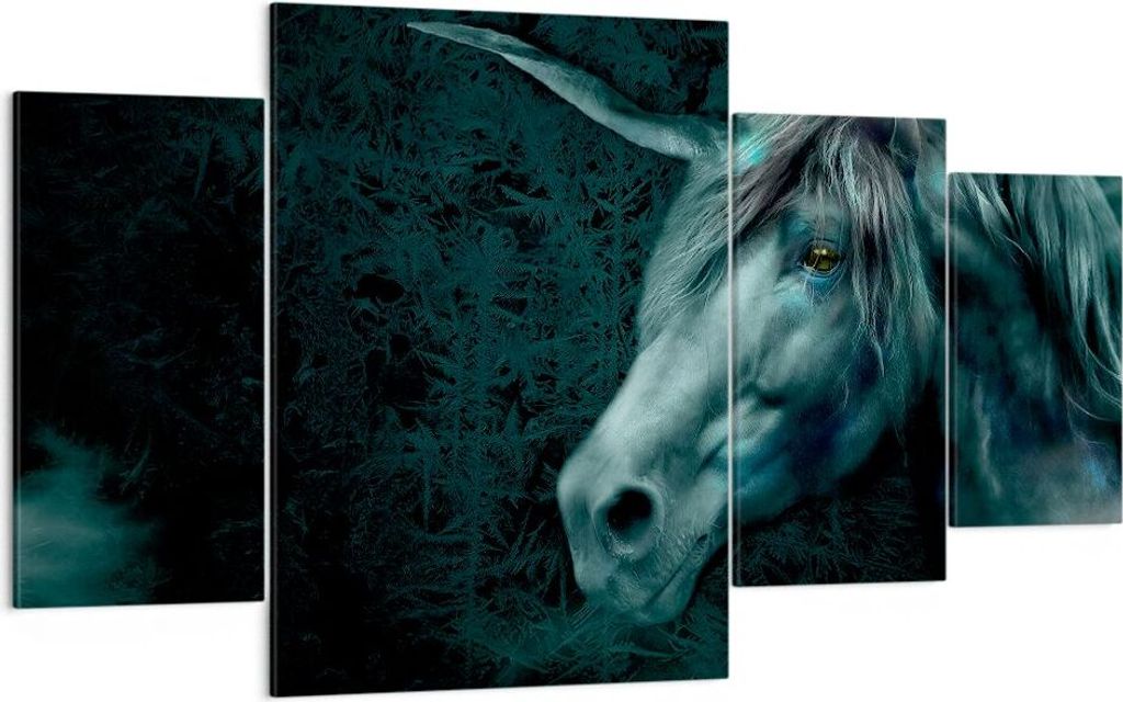 Bild auf Leinwand - Leinwandbild - Computergrafik Pferd Horn - 160x90cm - Wand Bild - Wanddeko - Leinwanddruck - Bilder - Kunstdruck - Wanddekorati...