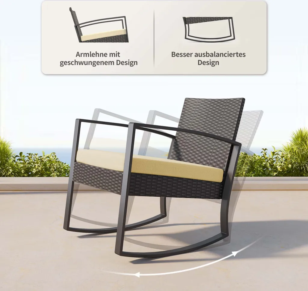 Ensemble bistrot pour petit balcon, mobilier de terrasse 2 places compact