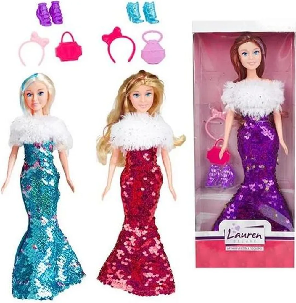 Toi-Toys Poupée Gala Paillettes - Poupée de mode avec tenue réversible