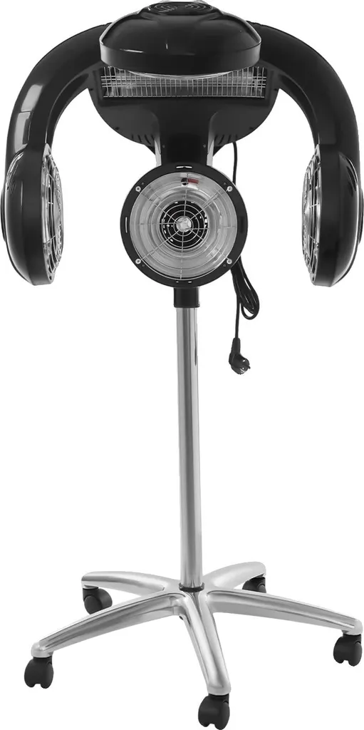 Casque Sèche-cheveux sur Pied Noir avec Réglage de Hauteur et Chaleur