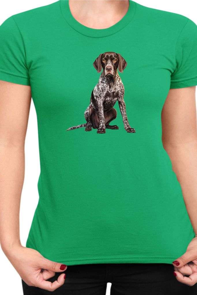 Damen T-Shirt Dogs Breeds German Shorthaired Pointer Dog Breed 006, Lady XS / Grün