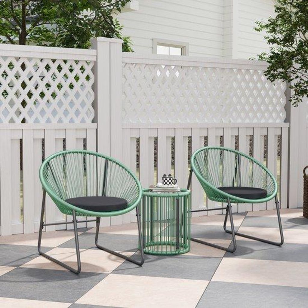 Gartenmöbel-Set Poly-Rattan 3-teilig wetterfest 2-Personen