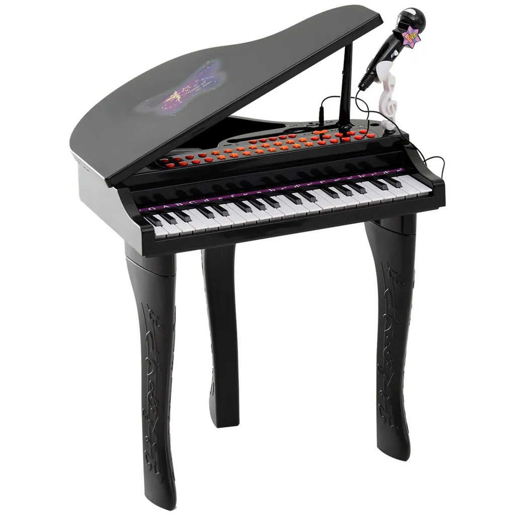 Piano pour Enfant 37 Touches avec Haut-Parleur et Micro Interactif Noir