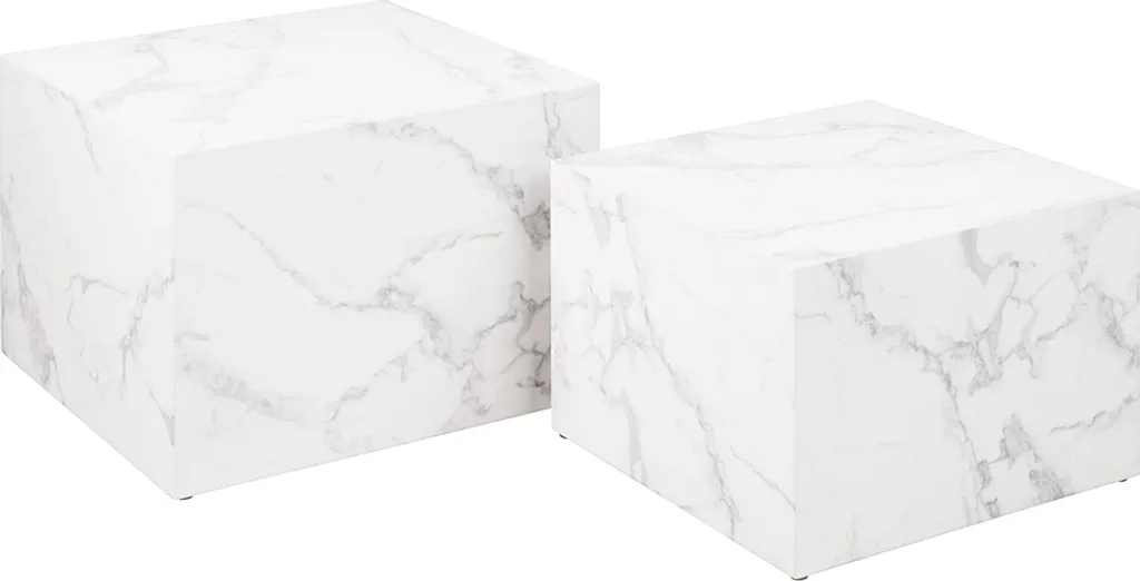 Gain de place avec les tables d'appoint Warren Smuk marbre blanc