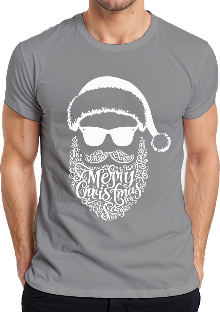 Merry Christmas Weihnachtsmann Bart - Weihnachten Weihnachtsgeschenk Christmas Herren T-Shirt, Grau, S