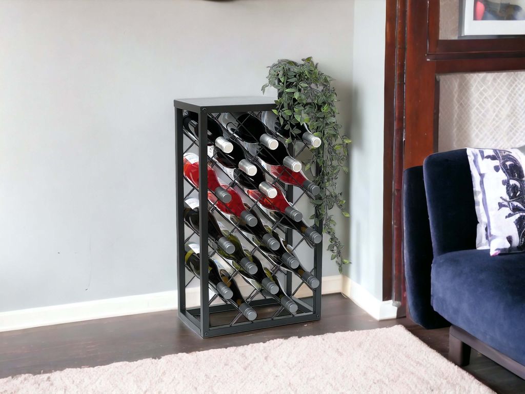 Weinregal Metall Schwarz Stehend
