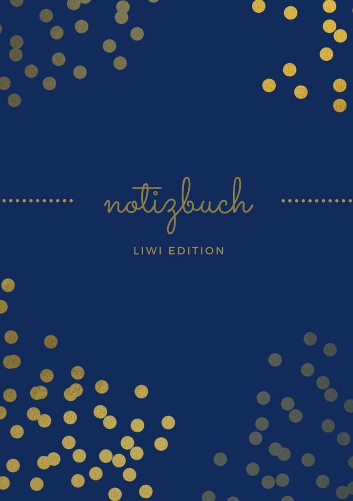 Notizbuch schön A5 liniert - 100 Seiten 90g/m² - Soft Cover goldene Punkte blau -Papier