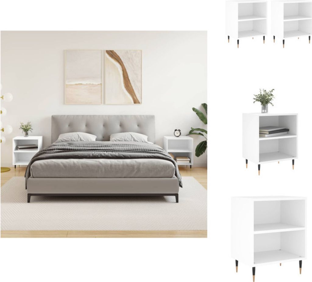 vidaXL Nachttische 2 Stk. Weiß 40x30x50 cm Holzwerkstoff - Nachttische