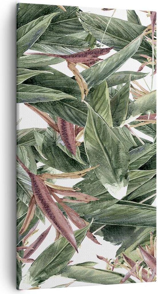 Bild auf Leinwand - Leinwandbild - Pflanze Blatt Blume - 55x100cm - Wand Bild - Wanddeko - Leinwanddruck - Bilder - Kunstdruck - Wanddekoration - L...