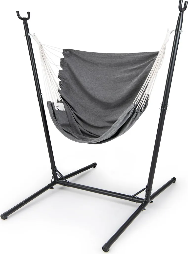 Sedia sospesa COSTWAY con telaio e borsa laterale, altalena sospesa regolabile in altezza in 6 posizioni, sedia sospesa con capacità di carico fino a 120 kg, sedile sospeso per interni ed esterni