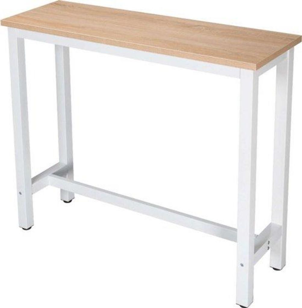 Rechteckige Bartafel - MDF & Metall - stilvoll und robust - schmal & zeitlos - weiß/lichte Eiche - 120x40x100 cm