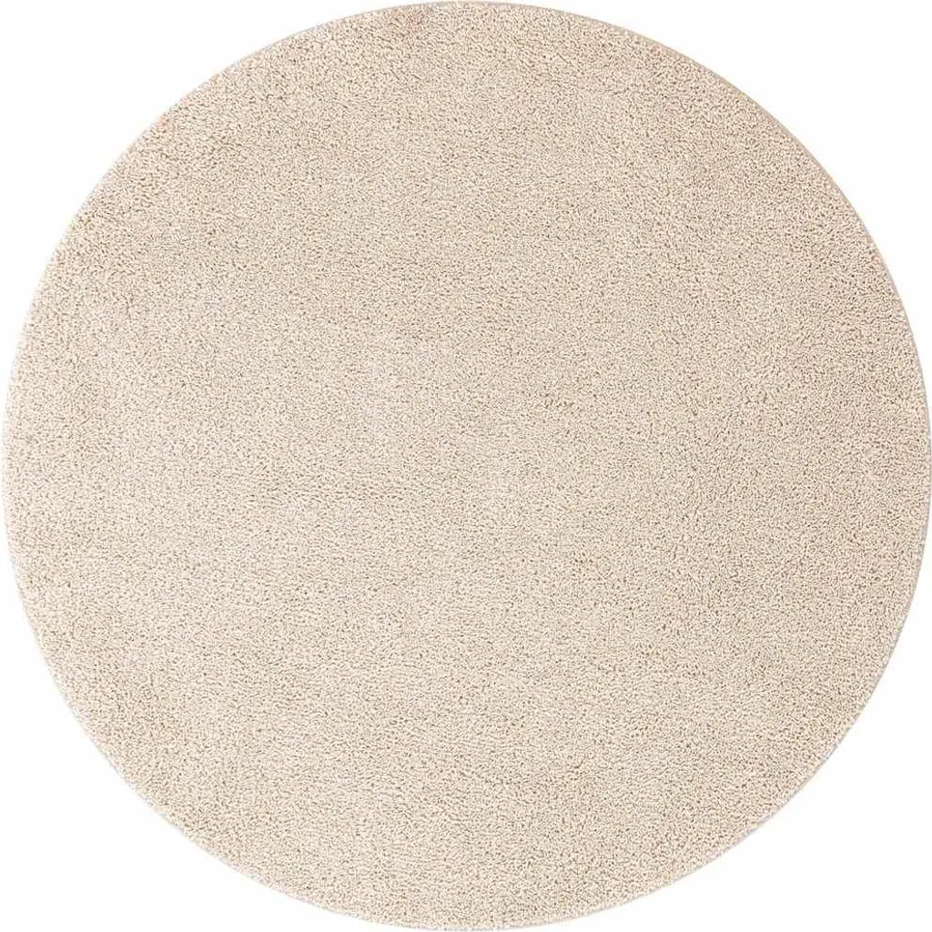 vidaXL Tapis Shaggy Crème 120 x 120 cm - Tapis de Salon Moelleux et Chic