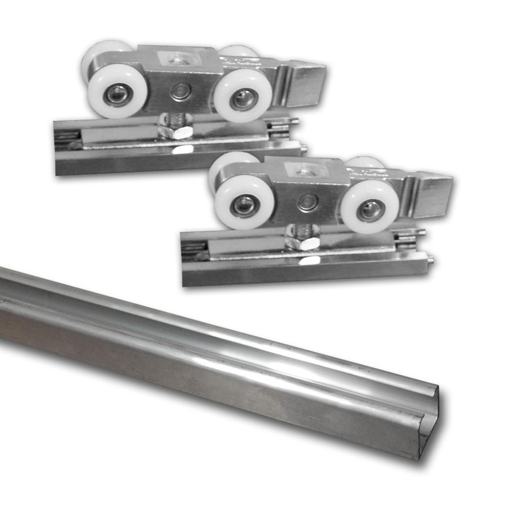 Beschlagset für Schiebetür (100 kg belastbar) inkl. Laufschiene 2m, aluminium