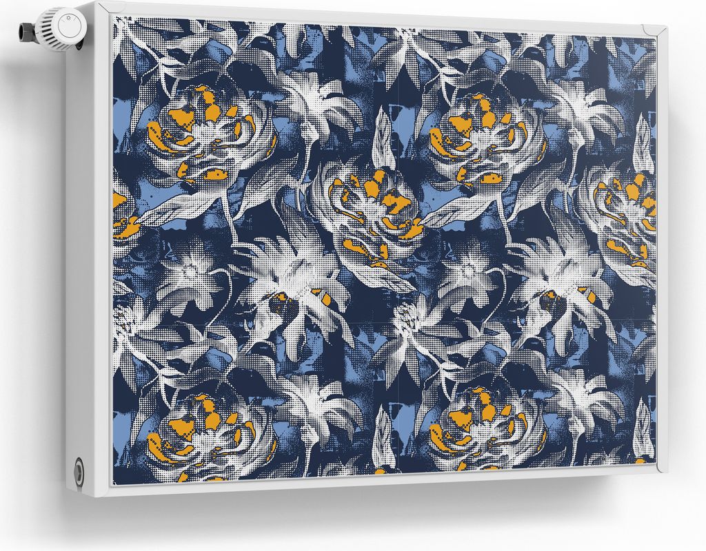 DEQORI Magnetmatte Heizung beschreibbar 80x60 cm 'Moderne Blütenkontraste' Magnetfolie