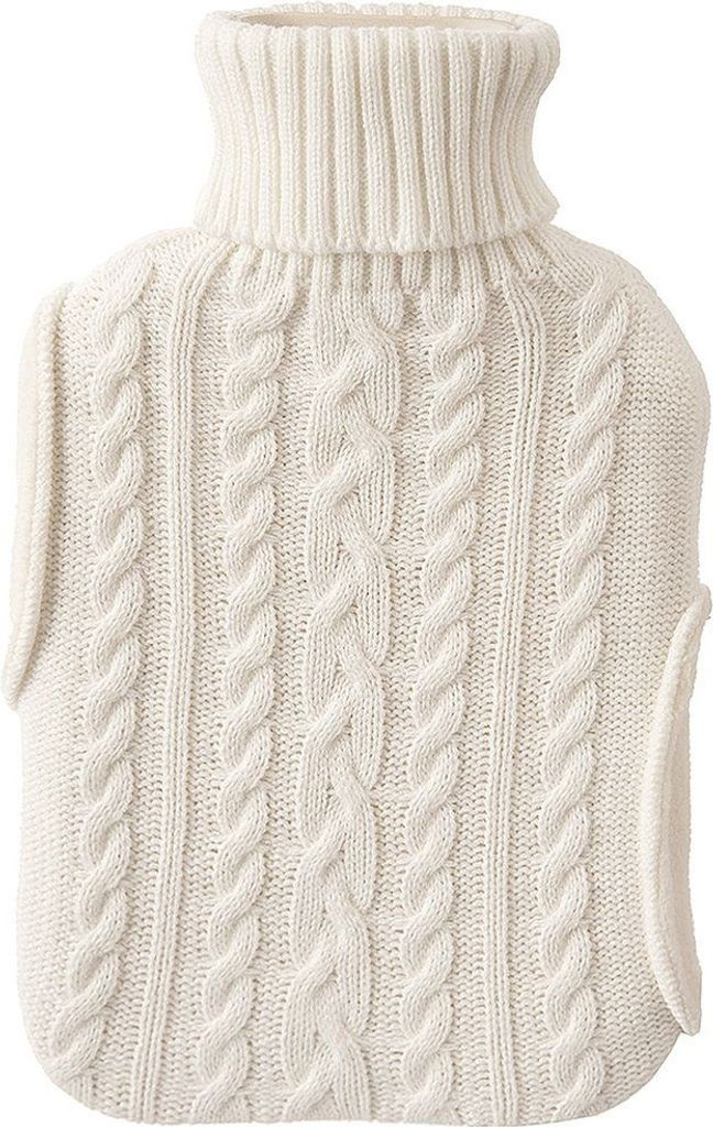 Wärmeflasche mit kuscheligem, beigefarbenem Strickbezug Produktbild 