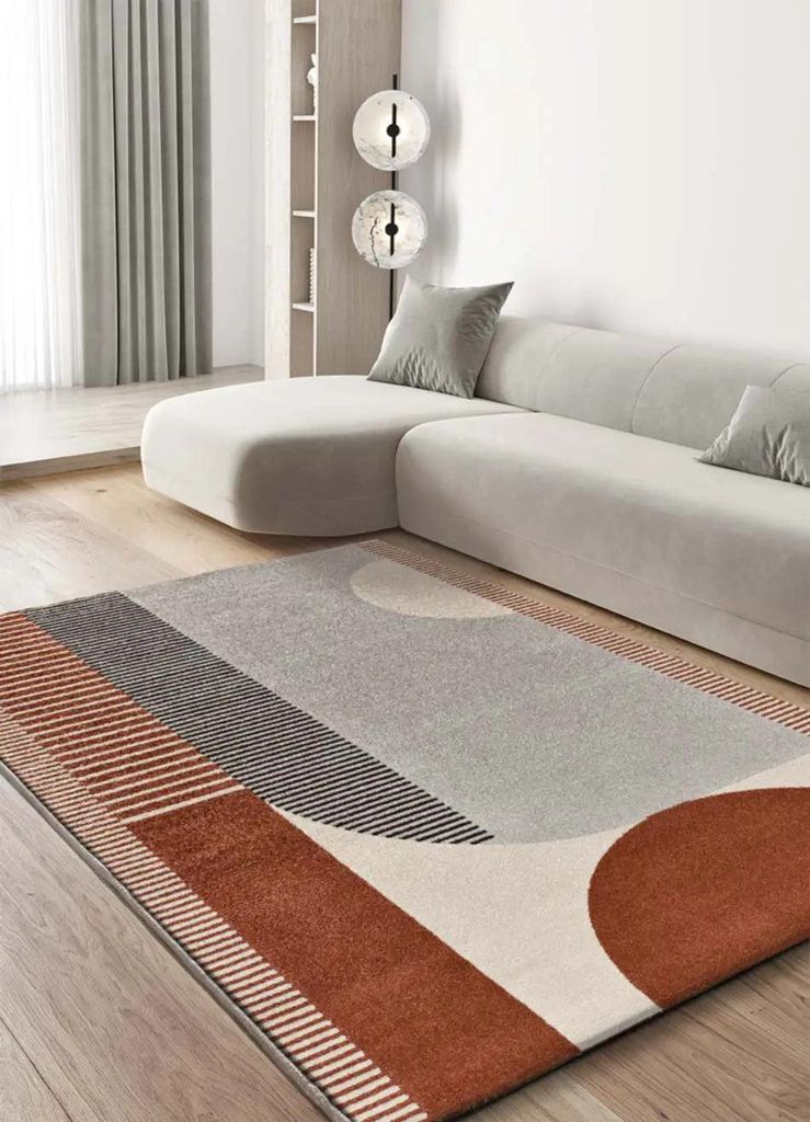 ATTICGO Kurzflorteppich GAIA Geometrisch in Kupfer/Beige/Grau, 80x150 cm