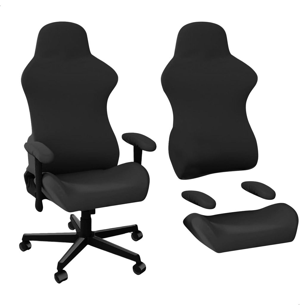 Stuhlbezüge für Gaming-Stühle, 4er-Set, hochwertige, elastische und waschbare Stuhlbezüge mit Armlehnen, geeignet für Bürostühle, Gaming-St...
