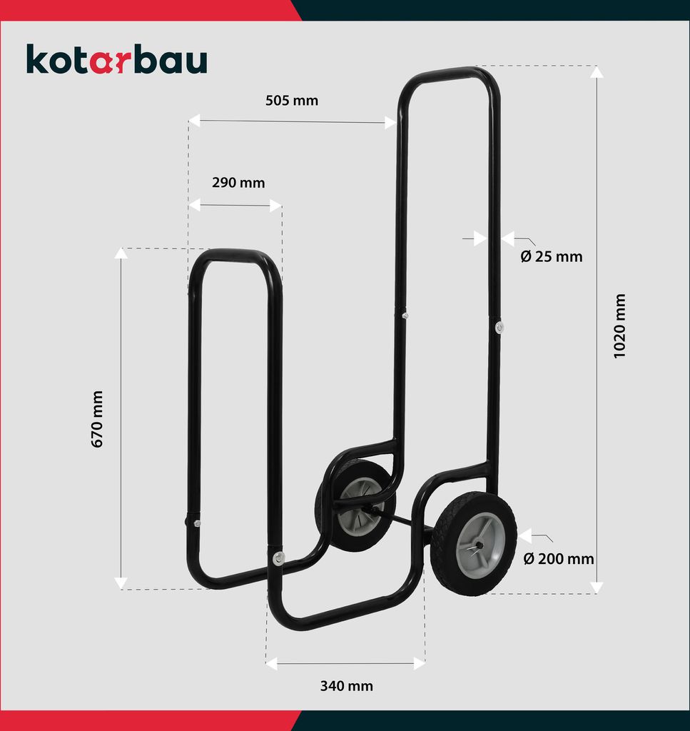 KOTARBAU® Kaminholzwagen mit Rädern Holzwagen 102 x 54 x 41 Produktbild 3