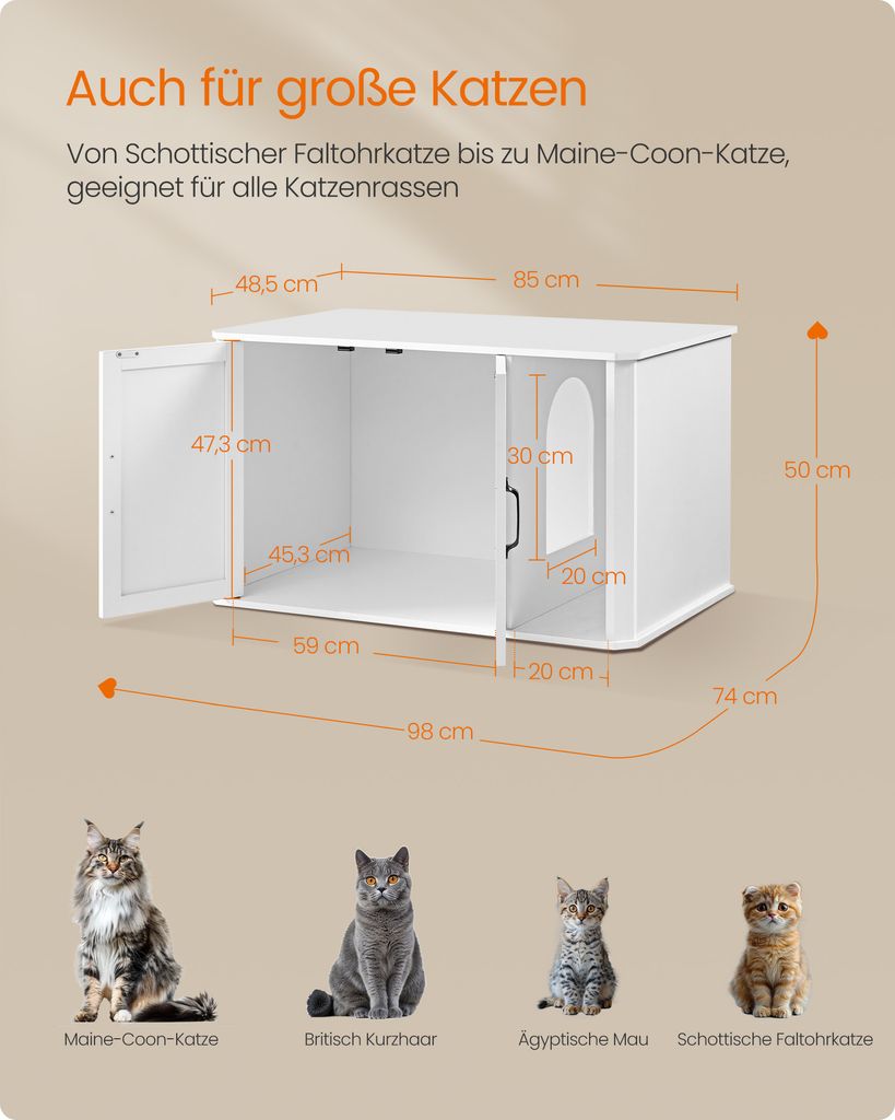 Feandrea Katzentoilette, Katzenklo-Schrank modern, Produktbild 5