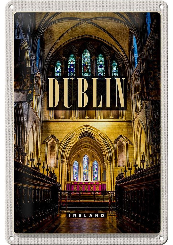 Blechschild Reise 20x30cm Dublin Ireland Cathedral Reiseziel