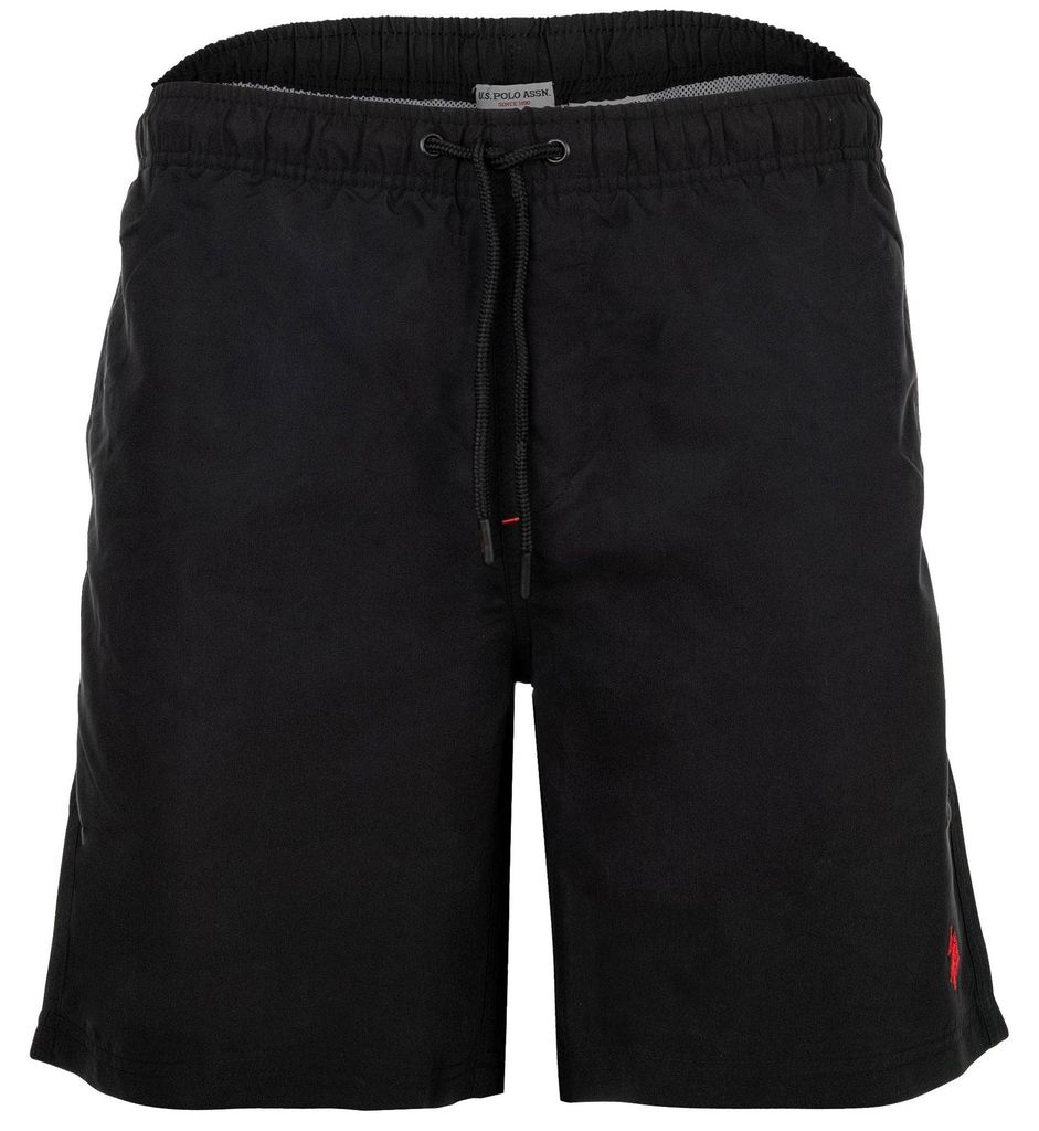 U.S. POLO ASSN. Herren Badeshorts - Swim Shorts Logo, Badehose, einfarbig Schwarz L