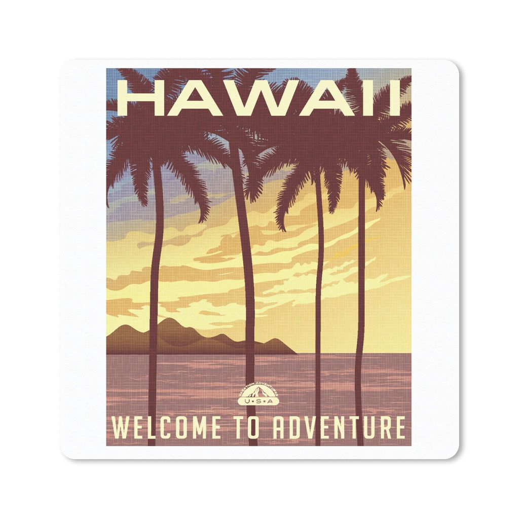 MuchoWow Mauspad Mousepad Hawaii - Jahrgang - Palme 20x20 cm - Mousepads - Maus Mat - Pad - Mausunterlage - Desk Mat - Bureauartikeln