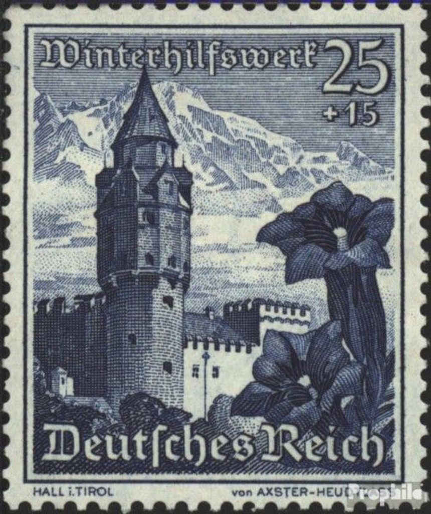 Briefmarken Deutsches Reich 1938 Mi 682 mit Falz Winterhilfswerk:Landschaften/Blumen