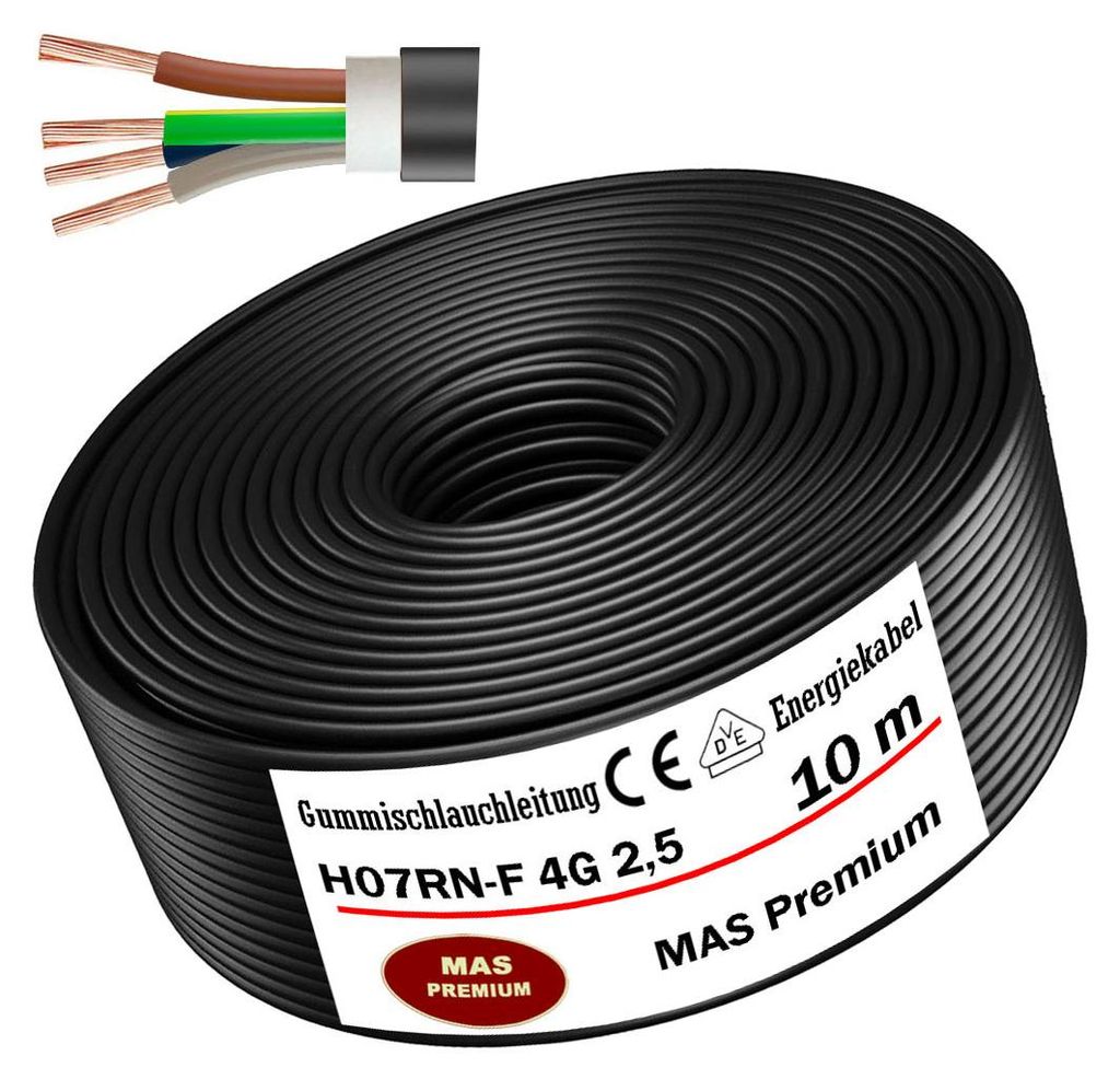 10m Gummischlauchleitung Baustellenkabel H07RN-F 4G2,5 Flexibel für Geräten