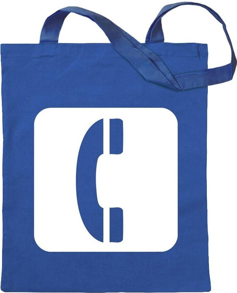 Kiwistar - Baumwolltasche - royalblau - Telefon Kontakt Anruf Piktogramme - Tragetasche Stoffbeutel Umhängetasche Langer Henkel