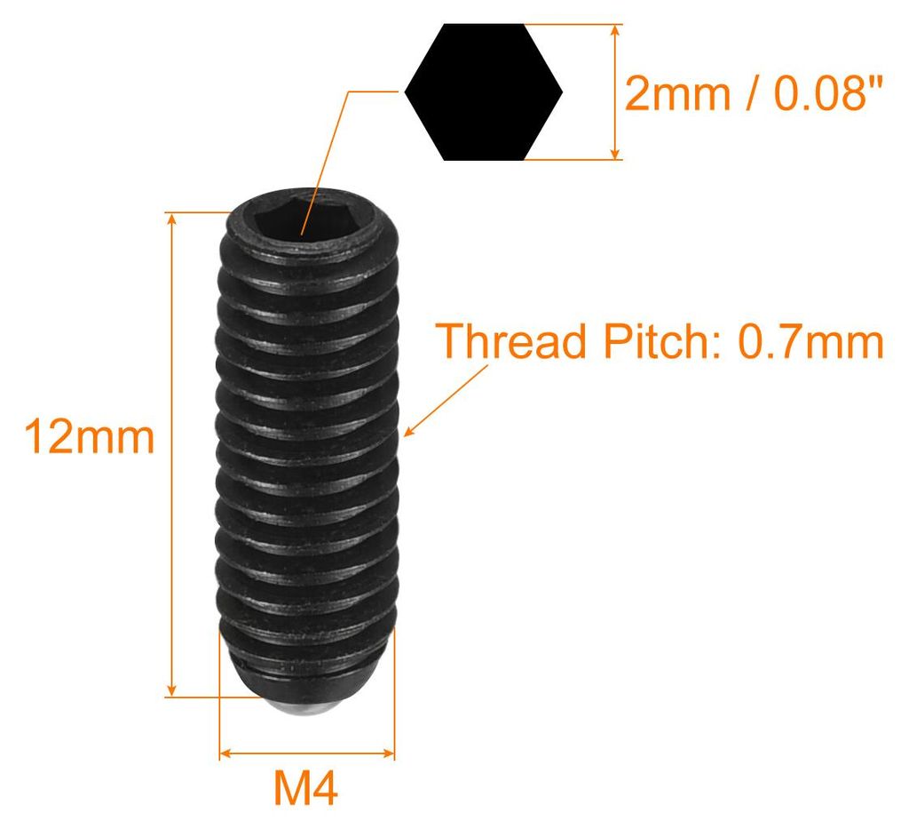 5Stk. Madenschraube mit Kugelkopf M4x12mm metrischer Federstahl Innensechskant