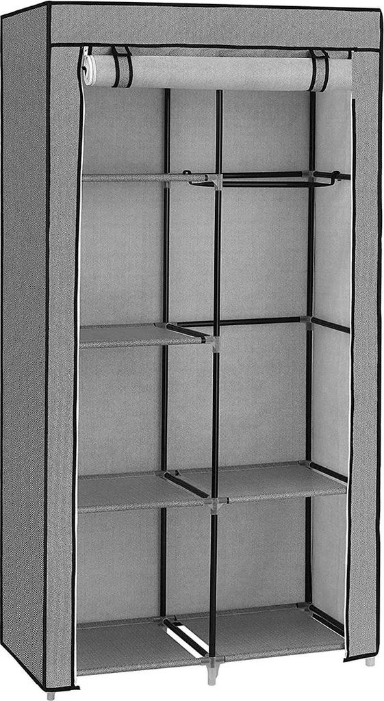 Penderie souple en tissu avec structure métal gris T1
