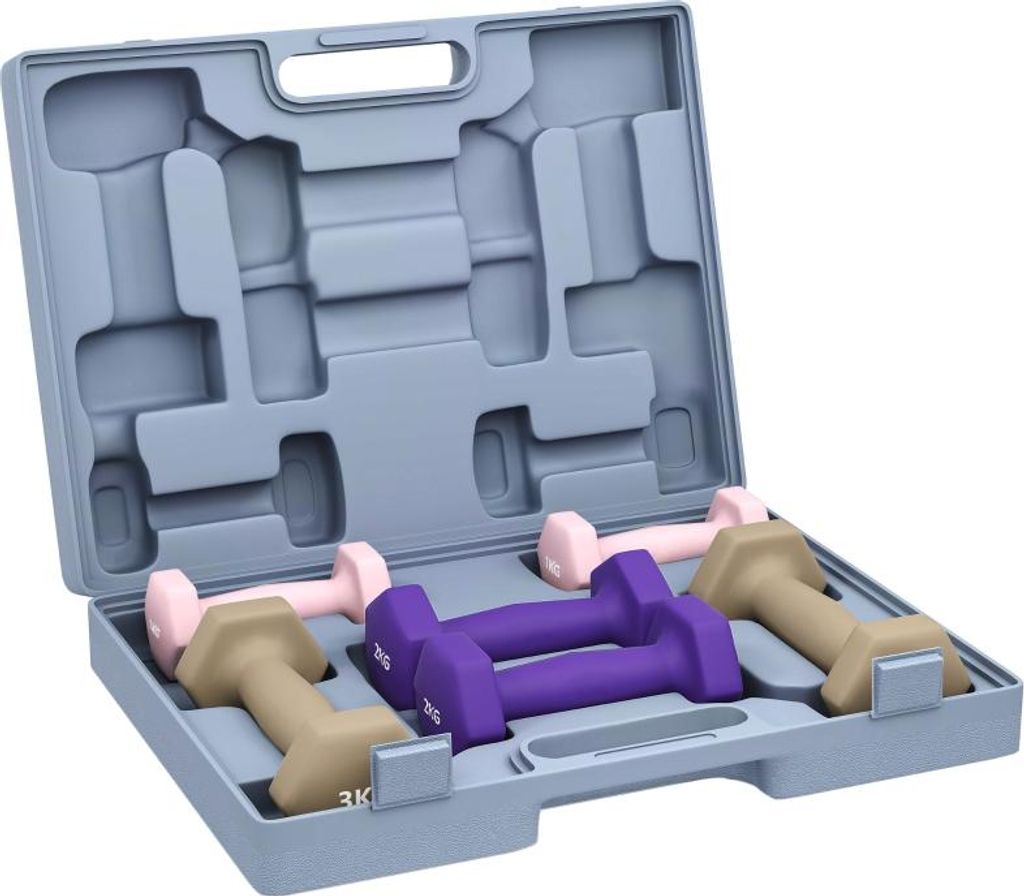 Hantelset, 6er Set Hanteln mit Gewichten, Kurzhantelset aus Stahl, 1kg, 2kg, 3kg, 41,00 cm, 12,50 kg