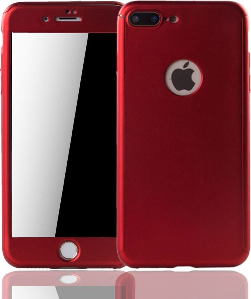 Handyhülle Schutzhülle für Apple iPhone 7 Plus Full Case Cover Displayschutz 360 Rot