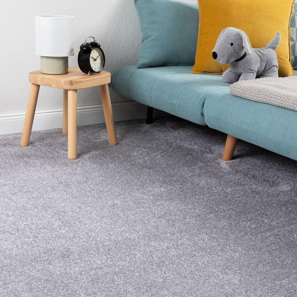 Steffensmeier Teppichboden Korsika Meterware | Auslegware für Kinderzimmer Wohnzimmer Schlafzimmer | Silber, Größe: 100x500 cm