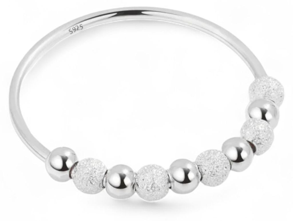 925 Sterling Silber Anti Stress Ring Kügelchen Silber US 12