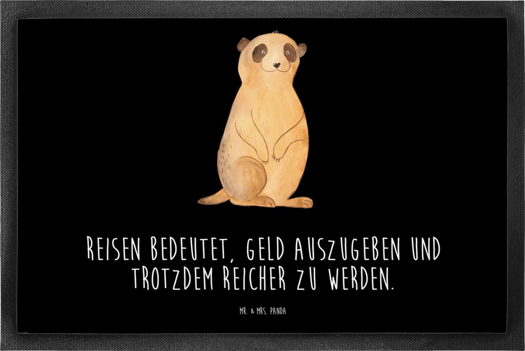 Mr. & Mrs. Panda fußmatte Erdmännchen 50 x 75 cm - Schwarz - Geschenk, Reisen, Afrika, Fussmatte, Outdoor-Matte, Traveling, Schmutzmatte, Spruch,...