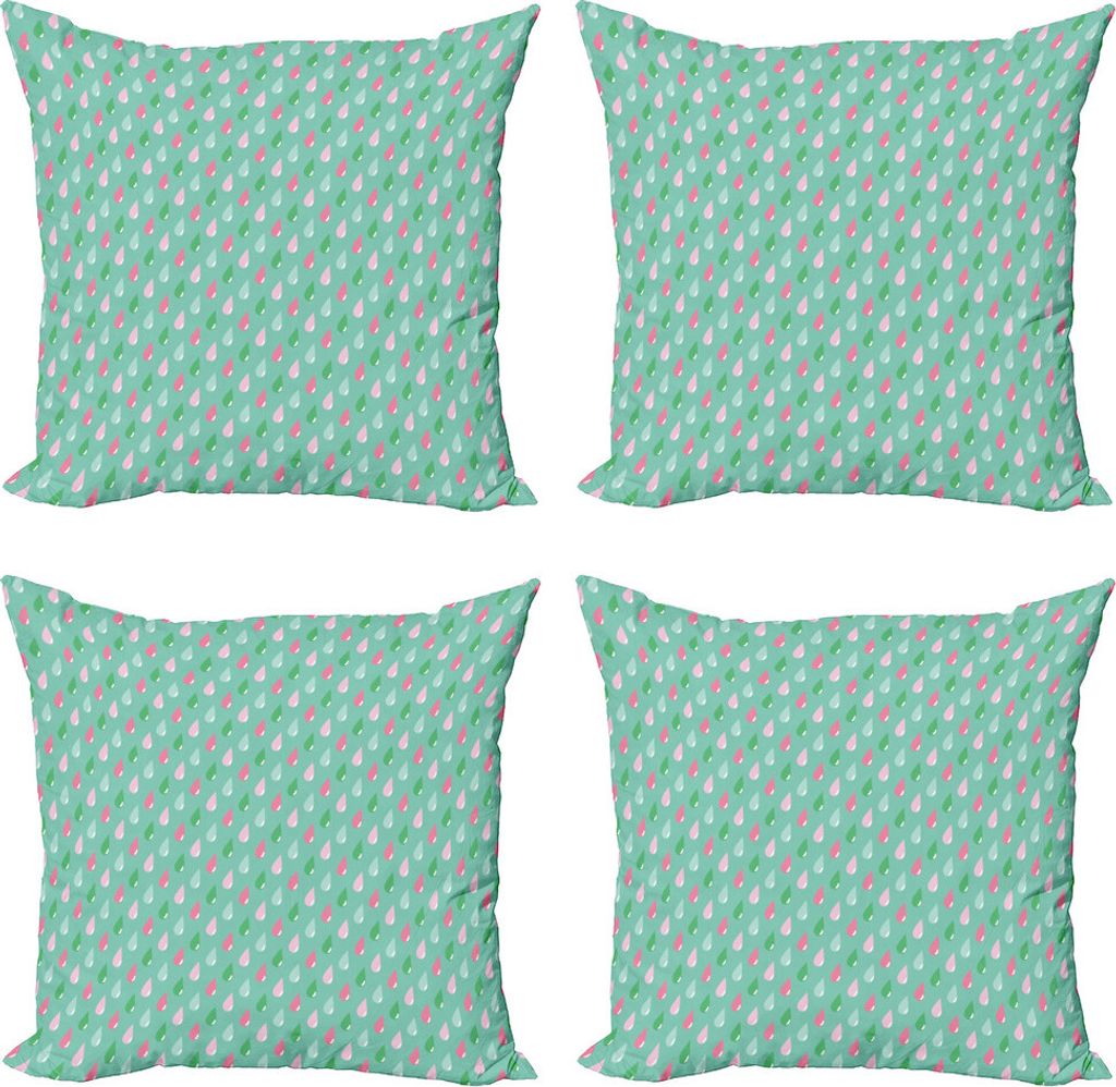 ABAKUHAUS Komisch Kissenbezug Set (4 Stück), Regen-Tröpfchen Retro Kunst, Moderner Doppelseitiger Digitaldruck, 60 cm x 60 cm, grün, Rosa,