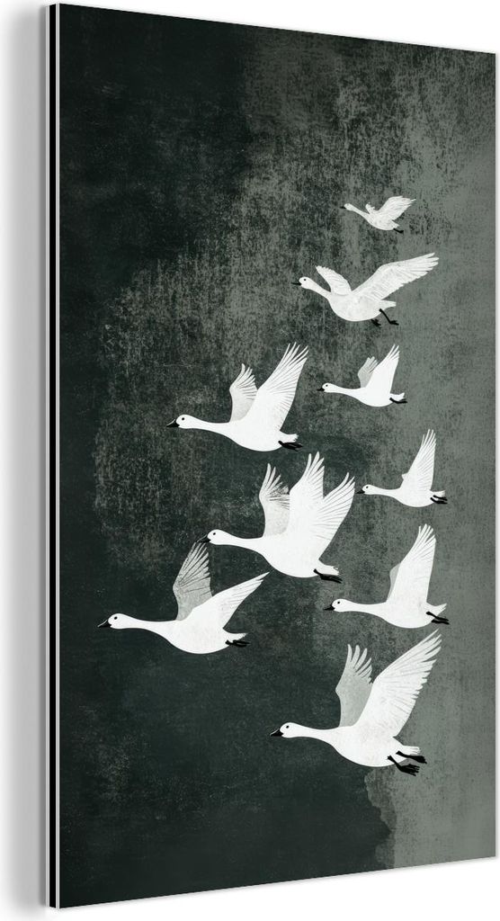 MuchoWow Wanddekoration Metall Metallbild Wandkunst 40x60 cm Vogel - Japandi - Grün MuchoWow Aluminium Gemälde - Wanddekoration aus Aluminium