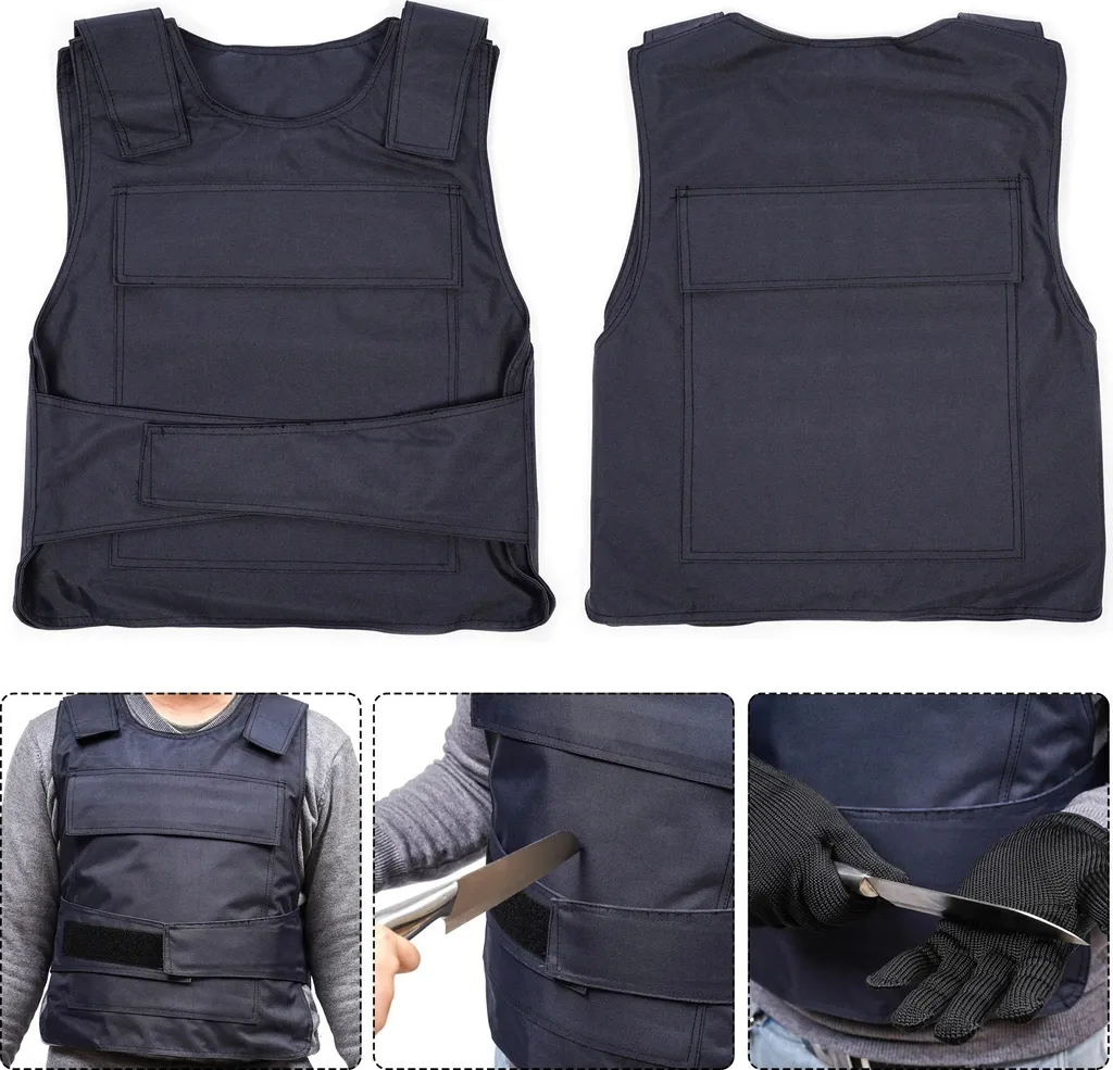 Gilet a T antiaggressione della polizia, regolabile in vita fino a 144 cm, leggero 3,5 kg, nero