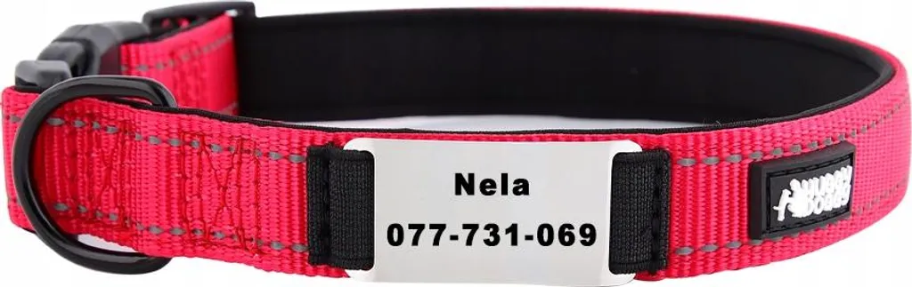 Collare per cuccioli HUGGY DOGGY con nome e numero di telefono SOLID XS