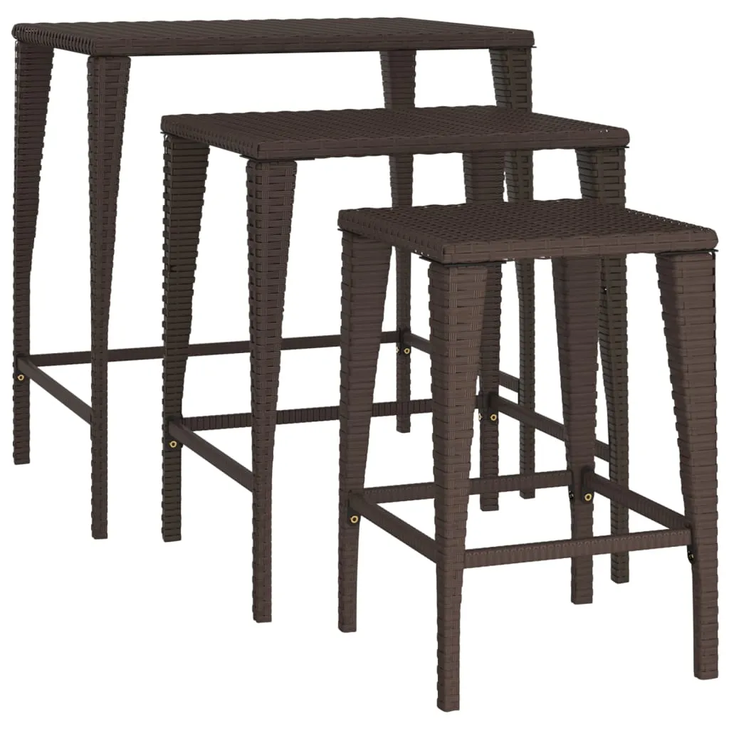Tables de salon modulables pour petit espace : 3 tables d'appoint marron