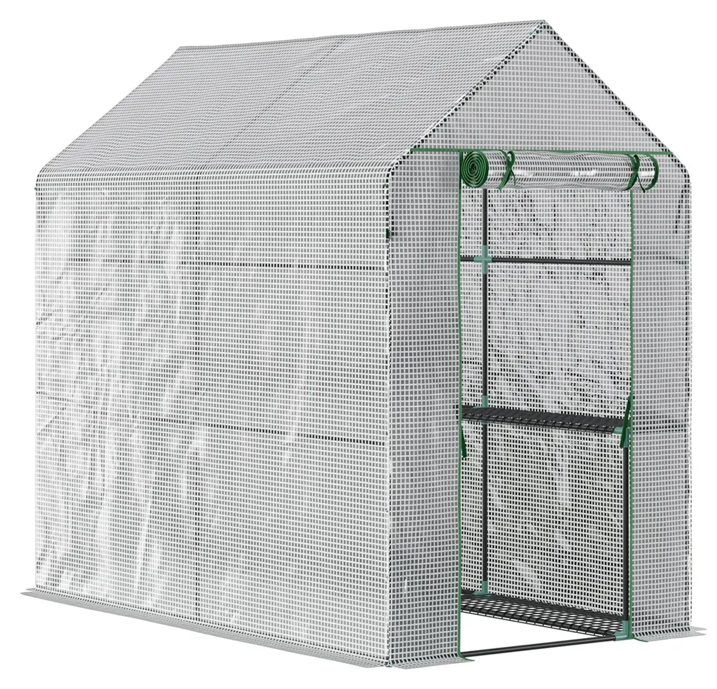 Serre de jardin en PE imperméable 120x186x190 cm avec 4 étagères